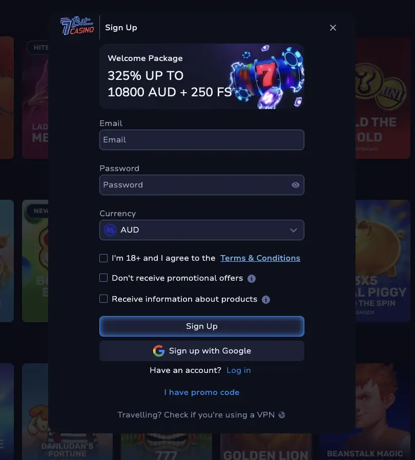 7Bit sign up form